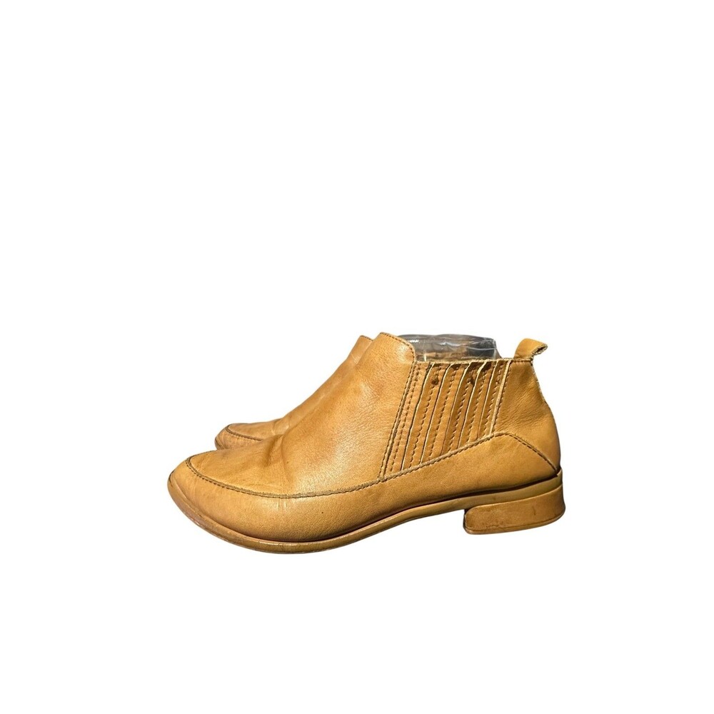 Kelsi Dagger Brooklyn Ankle Boots Size 7.5 Womens Tan Leather Stretch Bootie